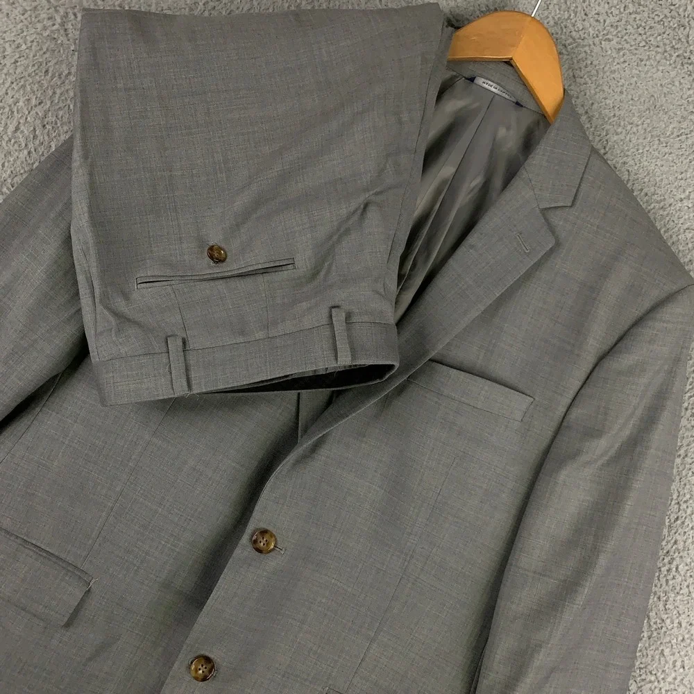 Ralph Lauren Slim Fit 2 Piece Suit 46R Grey Wool 2 Button Blazer Pants 40x31
